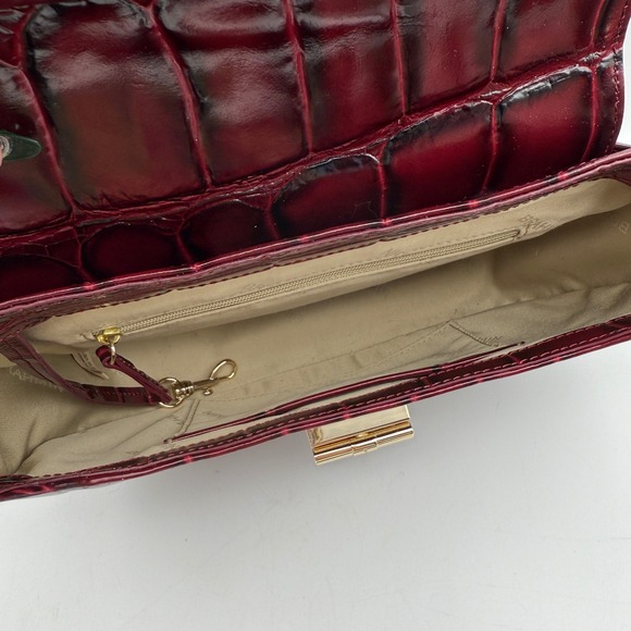 Brahmin Cynthia Merlot Nerina Burgundy Croc Embossed Leather Crossbody Bag - Picture 6 of 14